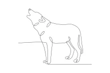 "Single Line Male Wolf Signaling the Pack: A Quick Art Exercise for Wildlife Interaction"