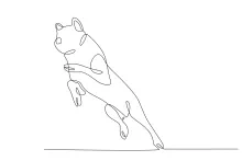 One Line Drawing of a Jumping Male Wolf: Learn Wild Motion with Simple Shapes