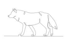 One Line Drawing of a Running Male Wolf: Learn Motion with Simple Animal Art