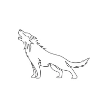 One-Line Drawing of a Hunting Wolf Head: Strong and Simple Animal Art
