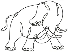 Charging African Elephant One-Line Art: Practice Action Poses with Simplicity