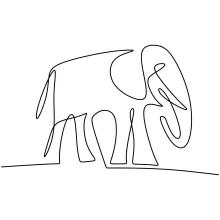 One-Line Drawing of a Big African Elephant: Focus on Large Animal Shapes