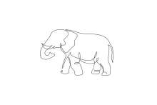Giant African Elephant One-Line Drawing: Easy Practice for Impressive Animal Shapes