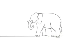 One-Line African Elephant Drawing: Explore Wildlife Art with Simple Tools