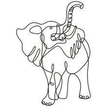 African Elephant in One Line: Practice Drawing with Focus and Simplicity