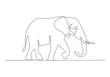 Elephant in One-Line Style: Study Shape and Balance in Animal Art
