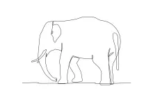 Simple One-Line Elephant Drawing: Gentle Animal Shapes for All Ages
