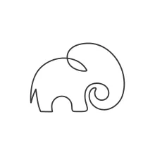 "Minimalist Elephant Wildlife Drawing: A One-Line Study of Powerful Animal Shapes"