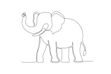 "Minimalist Elephant Art: A One-Line Study of Iconic Wildlife Figures"