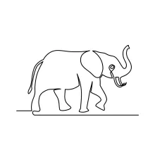 "Minimalist Elephant Animal Drawing: A One-Line Study of Gentle Wildlife Figures"