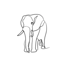 "One-Line Elephant Art: A Simplified Approach to Capturing Wildlife Elegance"