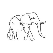 "Minimalist Elephant Illustration: A One-Line Study of Strength and Wildlife Proportions"