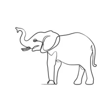 "One-Line Elephant Sketch: A Minimalist Approach to Iconic Animal Forms"