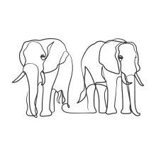 "One-Line Elephant Art: A Minimalist Study of Strength and Grace"