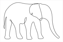 "Minimalist Elephant Wildlife Drawing: A One-Line Study of Strength and Poise"