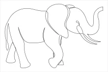 "Minimalist Elephant Wildlife Drawing: A One-Line Study of Strength and Grandeur"