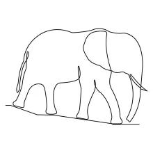 One-Line Drawing of a Wild Elephant: Learn to Sketch Large Animals Easily
