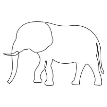 Simple Wild Elephant Drawing in One Line: Great for Shape and Form Practice