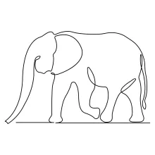 One-Line Art of a Wild Elephant: Explore Animal Drawing with Clear Structure
