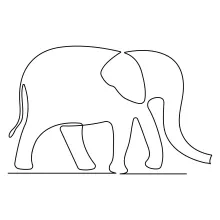 Wild Elephant One-Line Drawing: A Simple Way to Draw Big Animal Shapes