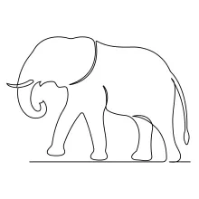 Wild Elephant in Simple One-Line Drawing: Learn Animal Shapes the Easy Way