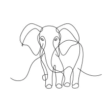"Minimalist Elephant Illustration: A One-Line Study of Grand Wildlife Shapes"