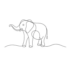 "Minimalist Elephant Art: A One-Line Study of Powerful Yet Peaceful Wildlife Figures"
