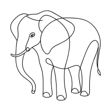"Minimalist Elephant Sketch: A One-Line Study of Majestic and Recognizable Animal Forms"