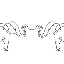 Elephants in One-Line Drawing: Practice Animal Groups with Simple Shapes