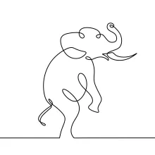 Standing Elephant One-Line Drawing: Practice Balanced Animal Forms Easily