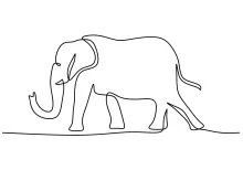 Big Elephant in One Line: Learn to Draw Large Animals in Simple Steps
