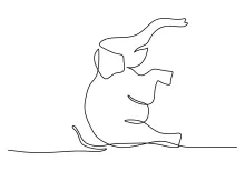 One-Line Standing Elephant Drawing: Practice Symmetry and Animal Shape Recognition