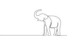 Big Mammal Elephant in One Line: Great Starter for Animal Drawing Practice
