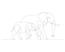 Elephant Wildlife One-Line Drawing: Build Drawing Skills with Simple Outlines