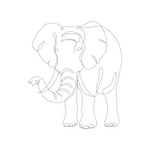 One-Line Drawing of a Wildlife Elephant: Simple Practice for Natural Animal Shapes