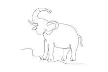 Roaring Elephant in One-Line Drawing: Practice Expression with Simple Shapes