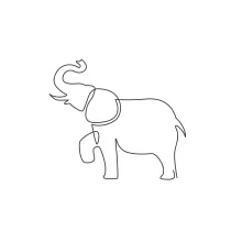 "Minimalist Big Elephant Drawing: A Single-Line Study of Strong and Gentle Animal Forms"