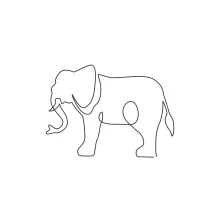 "One-Line Big Elephant Sketch: A Simplified Approach to Majestic Wildlife Figures"