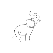 "Minimalist Big Elephant Illustration: A One-Line Study of Strength and Gentle Power"