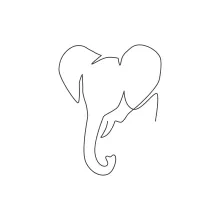 "One-Line Big Elephant Head Drawing: A Minimalist Approach to Iconic Wildlife Features"