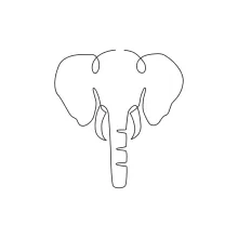 "Minimalist Big Elephant Head Sketch: A One-Line Study of Strong and Distinct Features"