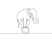 "One-Line Elephant Art: A Minimalist Study of Majestic and Recognizable Wildlife Figures"