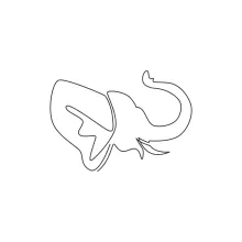 "Minimalist Big Head Elephant Drawing: A One-Line Study of Grand Wildlife Proportions"