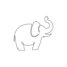 "Minimalist Big Elephant Art: A One-Line Study of Recognizable Wildlife Strength"