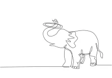 "Minimalist Elephant Illustration: A One-Line Study of Powerful and Recognizable Wildlife Figures"