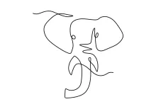 "One-Line Elephant Head Art: A Minimalist Study of Strong and Symbolic Wildlife Features"