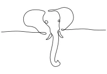 "Minimalist Elephant Head Illustration: A Single-Line Study of Recognizable Wildlife Figures"