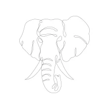 "One-Line Elephant Head Sketch: A Simplified Approach to Wildlife Features and Form"