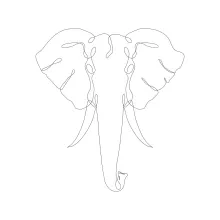 "Minimalist Elephant Head Drawing: A One-Line Study of Strength and Wildlife Character"