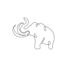 Simple One-Line Drawing of a Mammoth: Great for Exploring Prehistoric Shapes